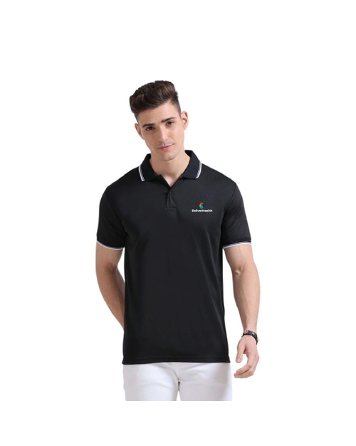 Greys&Blues PrimoKnit Polo Tshirt- Black with White Tipping